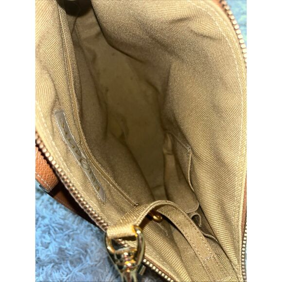 ERIC JAVIT Brown Beige Woven Straw Shoulder Crossbody Bag Leather Strap - Picture 10 of 12